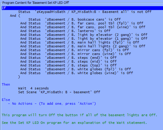 Basement Set KeyPad LED Off
